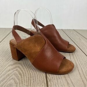 Gentle Souls Women's Charlene Hooded Slingback Sandals 7M Cognac Leather $199